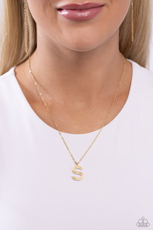 Paparazzi Accessories - Leave Your Initials - Gold - S Necklace