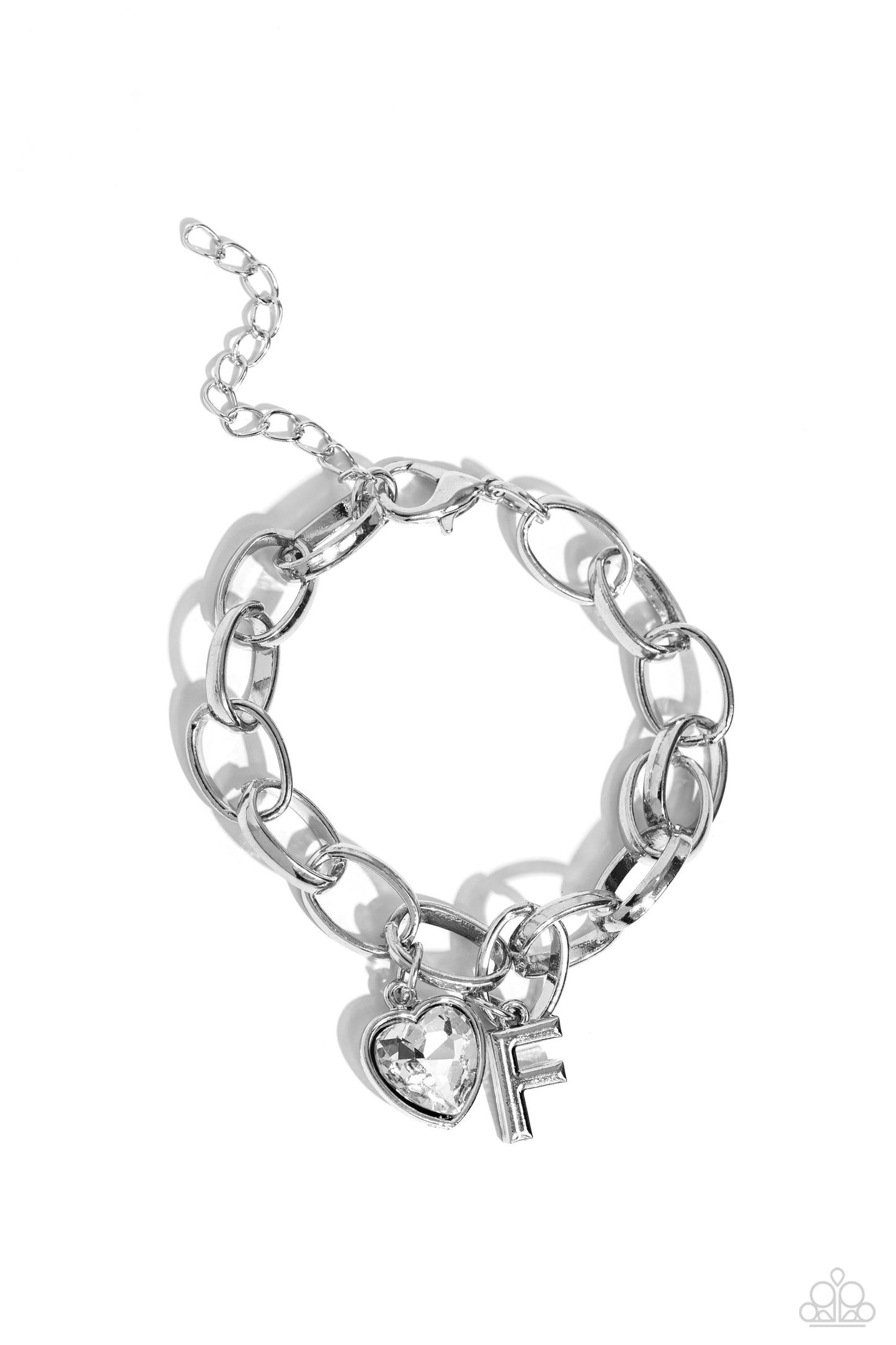 Paparazzi Accessories - Guess Now Its INITIAL - White - F Bracelet